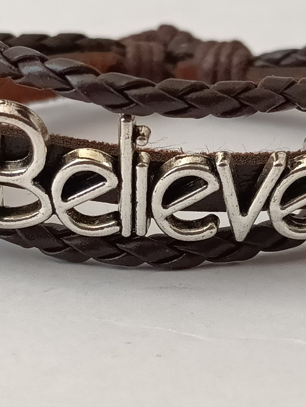Leather Believe Affirmations Bracelet Set Adjustable - Picture 3 of 9